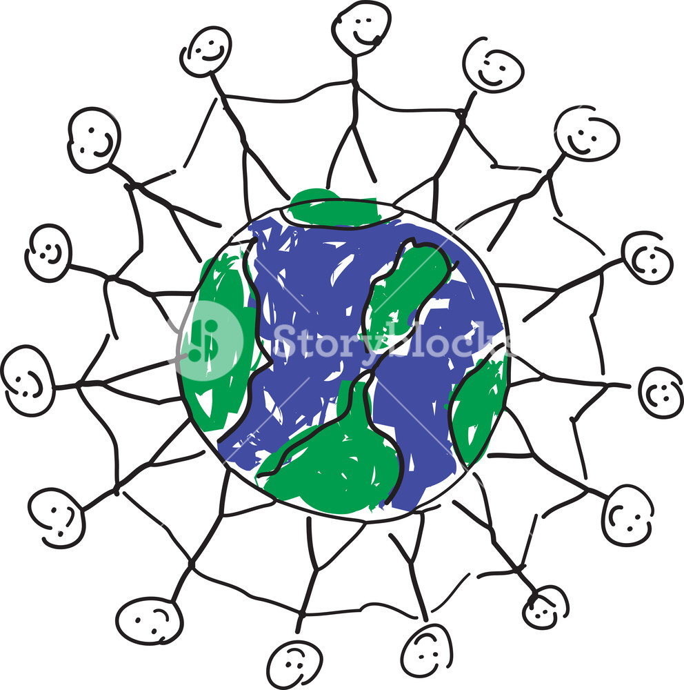 992x1000 A Child Like Drawing In Vector Format, Displaying The World - Hands Holding The World Drawing