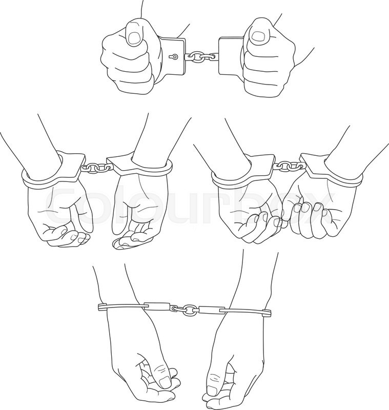 759x800 Man Hands With Handcuffs Vector Stock Vector Colourbox - Hands In Handcuffs Drawing
