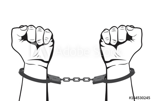 500x334 shackled hands in handcuffs man in jail prisoner vector - Hands In Handcuffs Drawing