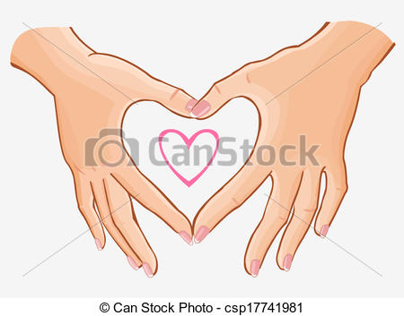 450x353 Heart Making Woman's Hands,vector Illustration Isolated On White - Hands Making A Heart Drawing