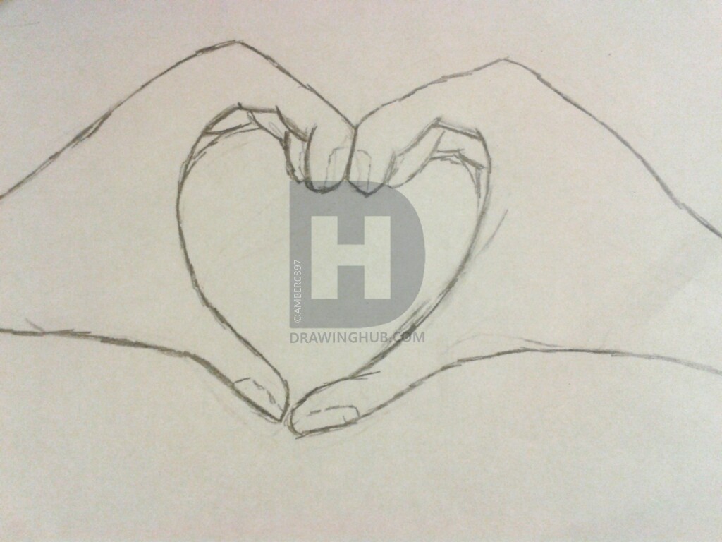 1024x768 Two Hands Making A Heart Drawing - Hands Making A Heart Drawing