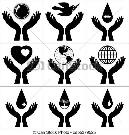 450x470 Open Hands Held Signs Vector Included - Hands Open Drawing