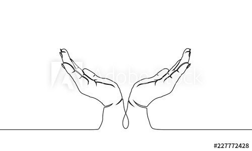 500x301 Vector Illustration Of The Continuous Line Drawing Of The Gesture - Hands Open Drawing