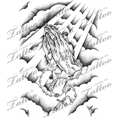 400x400 Collection Of Free Rosary Drawing Crown Tattoo Download On Ui Ex - Hands With Rosary Drawing