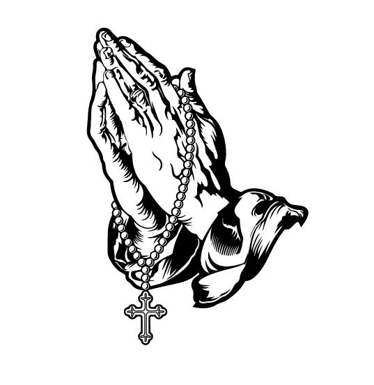 537x552 Praying Hands With Rosary Beads And Cross Svgpraying Hands Etsy - Hands With Rosary Drawing