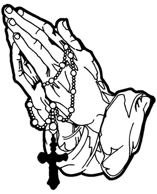 520x640 Rosary Praying Hands Vinyl Decal Solid Black Background Size - Hands With Rosary Drawing