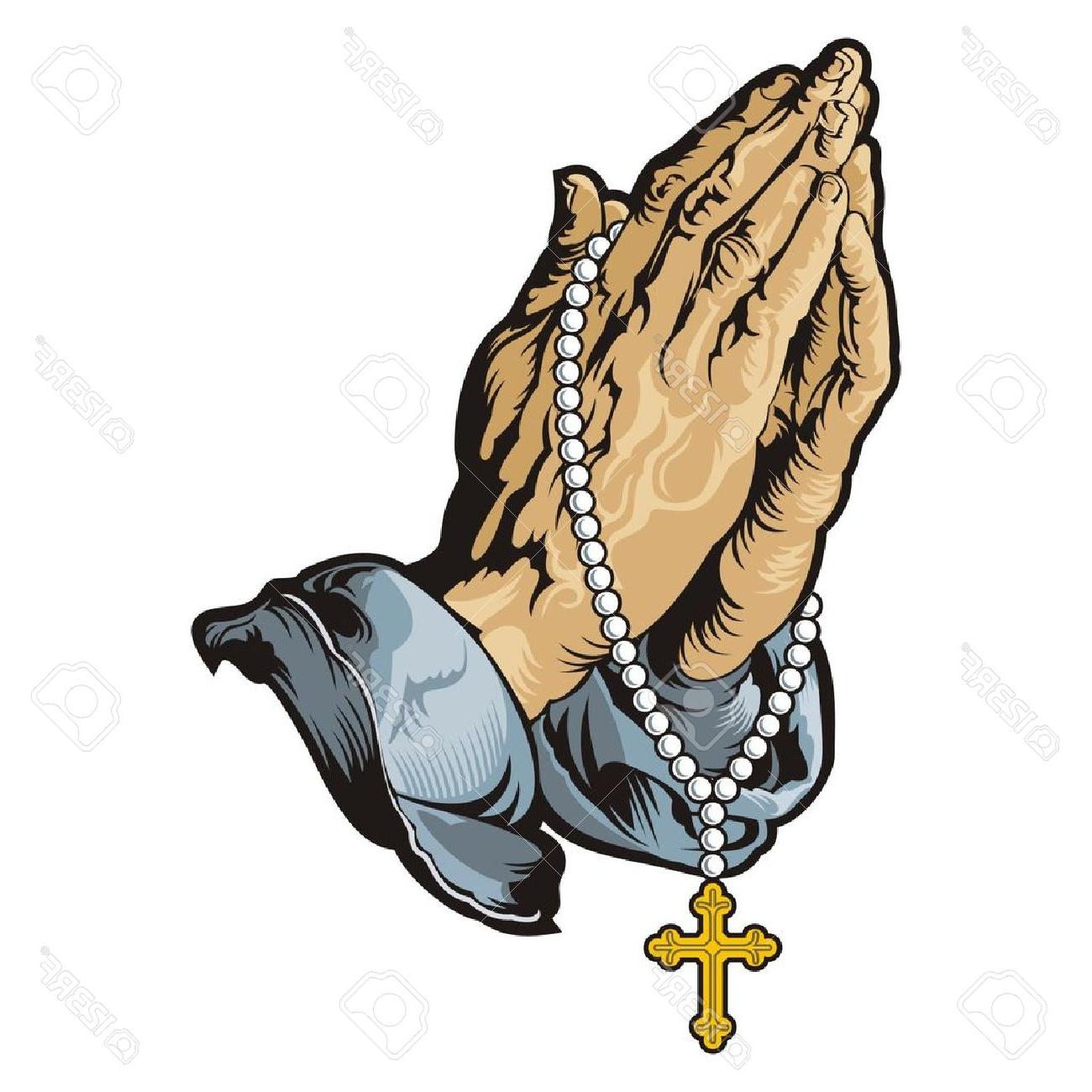 1300x1300 Top Praying Hands With Rosary Drawing Free - Hands With Rosary Drawing