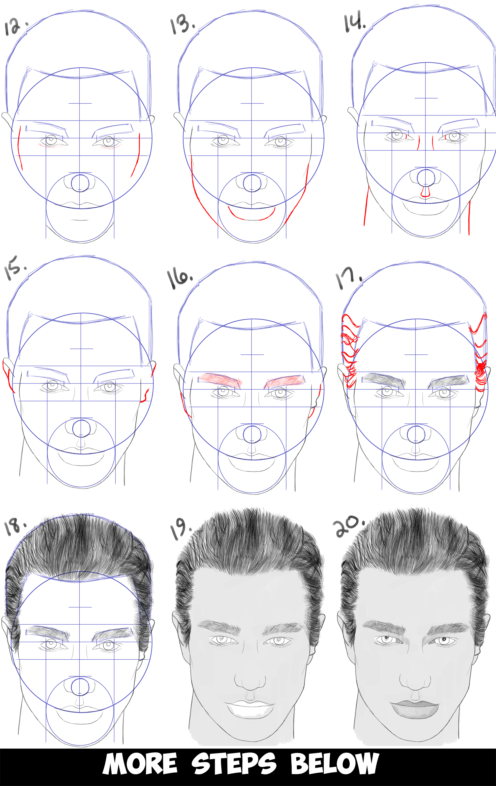 2000x3165 How To Draw A Man's Face From The Front View - Handsome Man Drawing