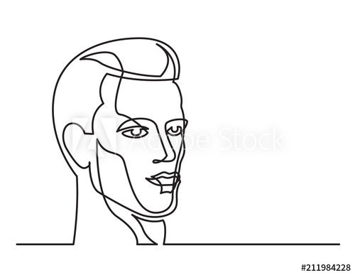 500x387 Continuous Line Drawing Of Handsome Man On White Background - Handsome Man Drawing