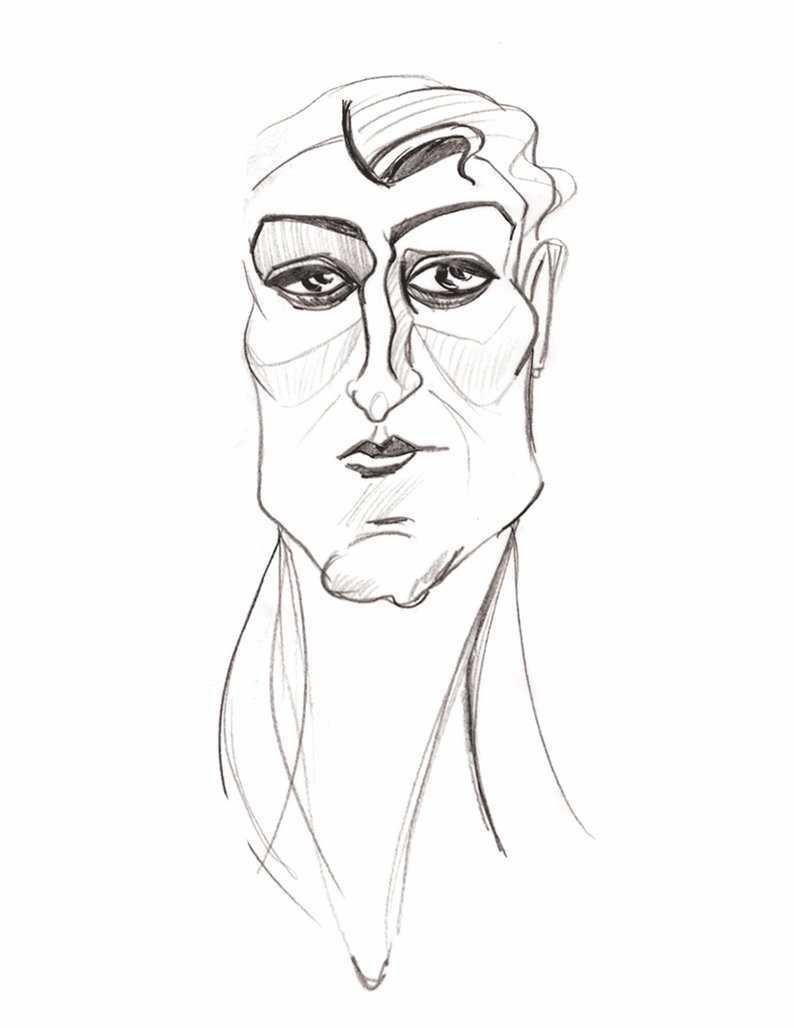 794x1028 Black And White Figure Drawing Sketch Art Deco Handsome Man Etsy - Handsome Man Drawing