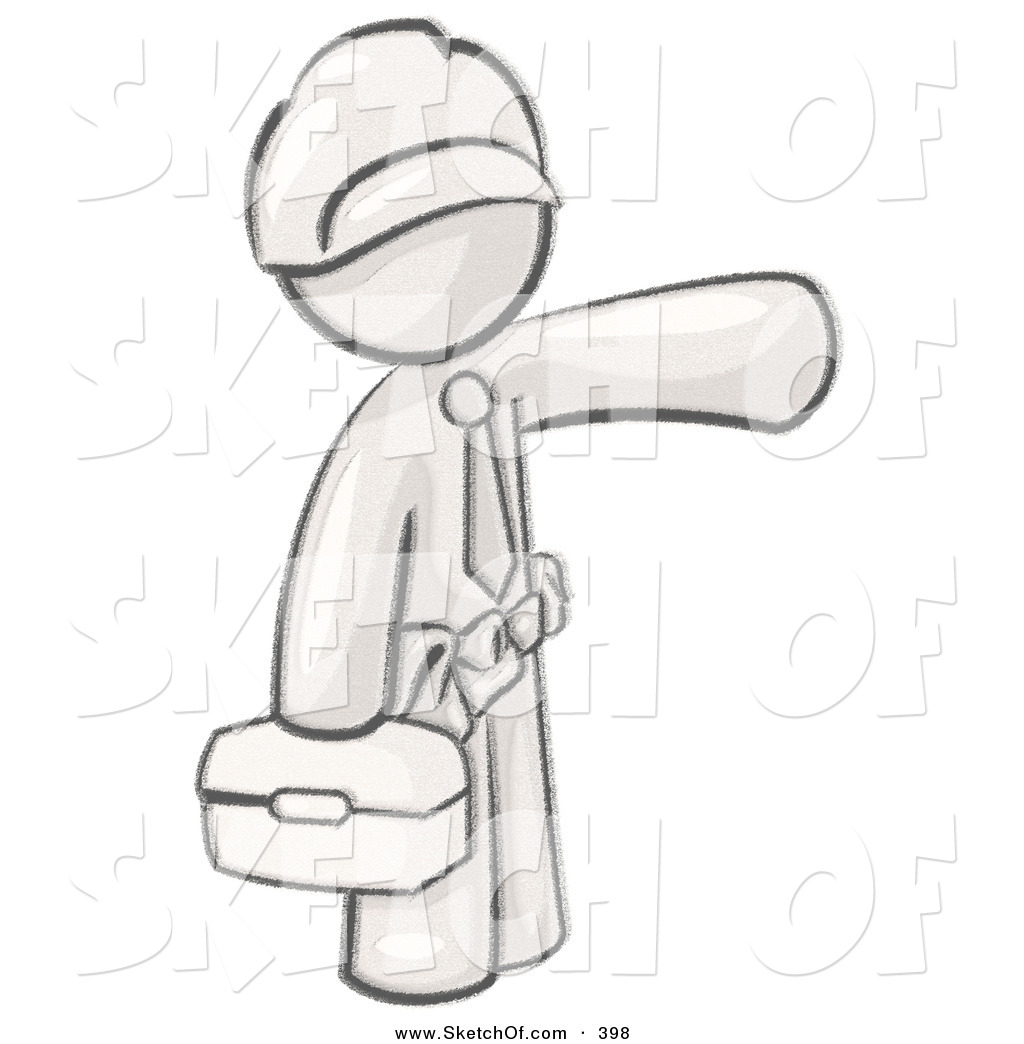 1024x1044 drawing of a friendly sketched design mascot man, a construction - Handyman Drawing