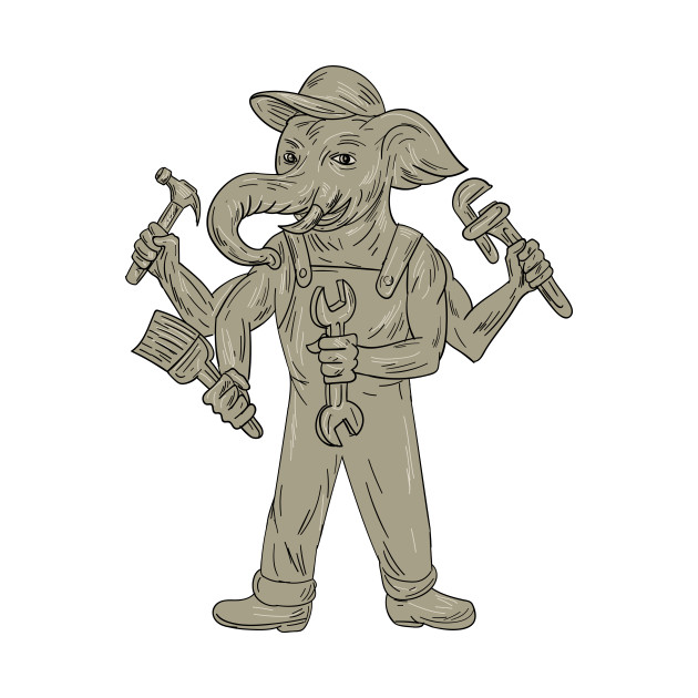 630x630 ganesha elephant handyman tools drawing - Handyman Drawing