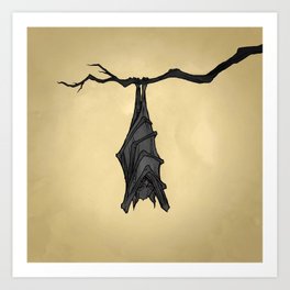 264x264 hanging bat art prints - Hanging Bat Drawing