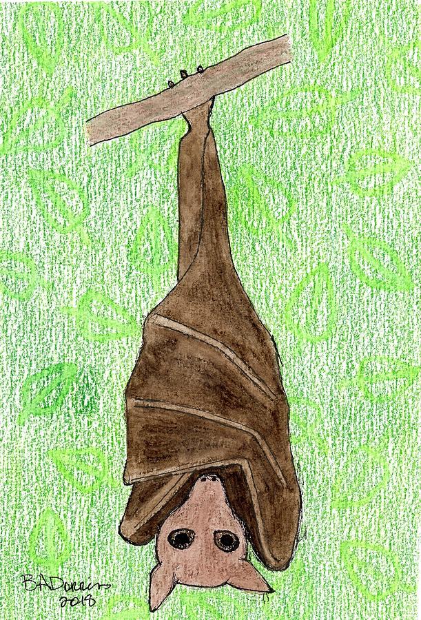 611x900 hanging bat drawing - Hanging Bat Drawing