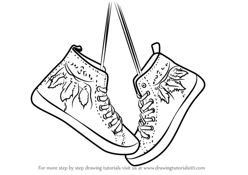 800x567 Learn How To Draw Hanging Shoes - Hanging Drawings