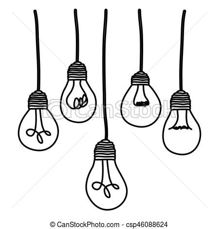 450x470 Light Bulbs Hanging Icon, Vector Illustration Design - Hanging Drawings