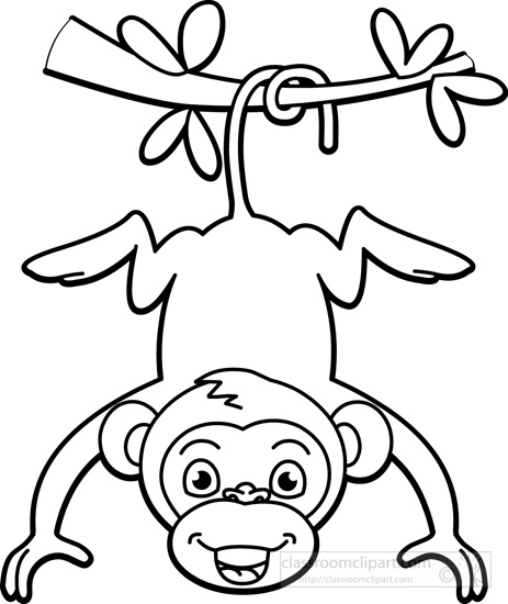 463x550 Monkey Clipart Black Collection - Hanging Monkey Drawing