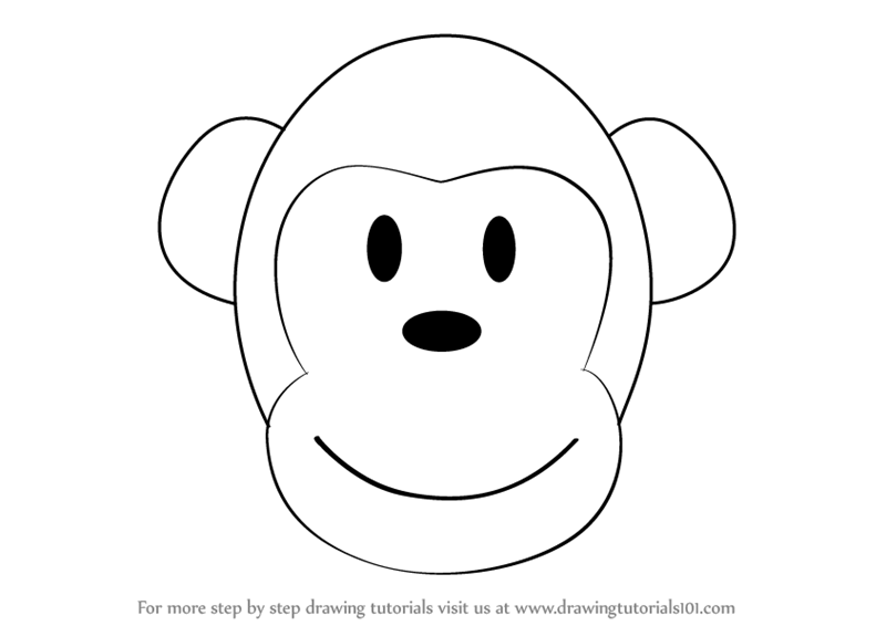 800x566 Drawing Of Monkey Learn How To Draw A Cartoon Face Zoo Animals - Hanging Monkey Drawing
