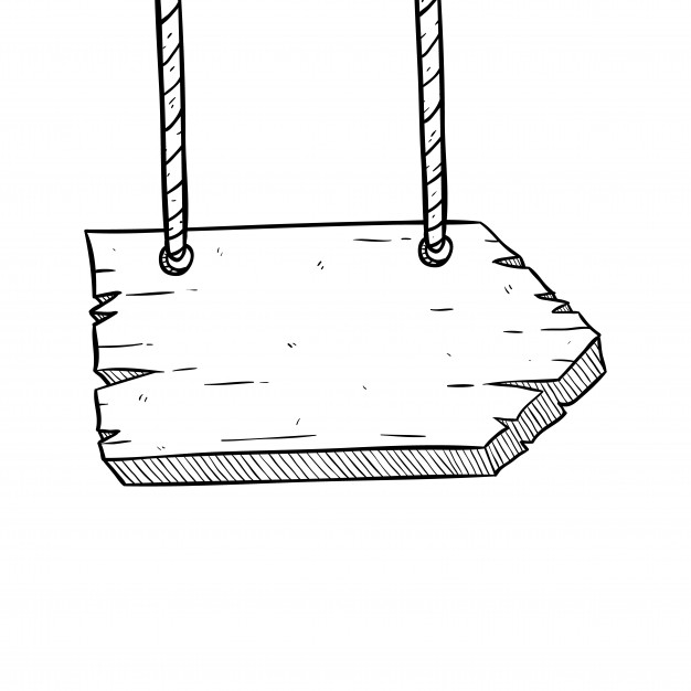 626x626 Hanging Wooden Board With Rope And Using Hand Drawing Or Doodle - Hanging Rope Drawing