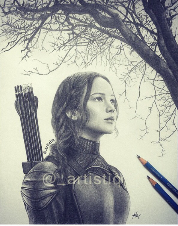594x751 Beautiful, Drawing, Hunger Games, Jennifer Lawrence, Katniss - Hanging Tree Drawing