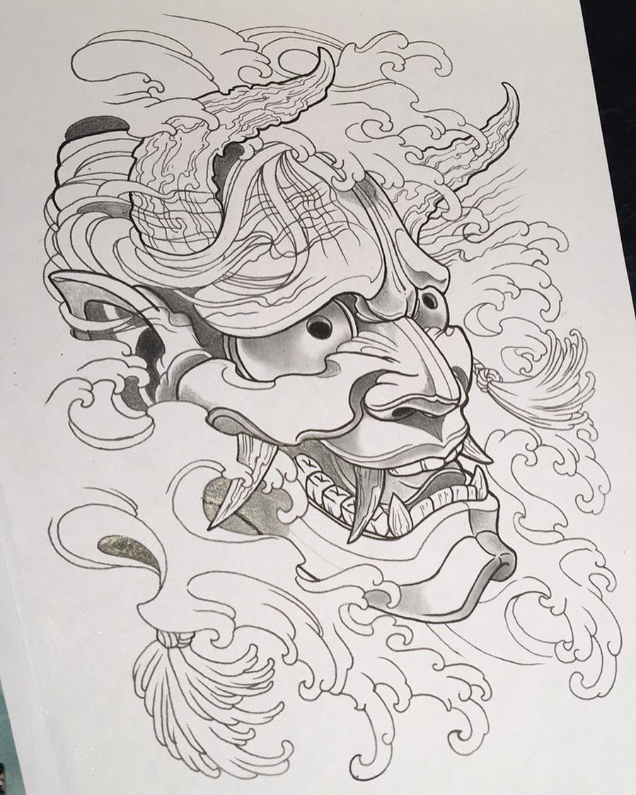 Hannya Mask Drawing at PaintingValley.com | Explore collection of ...