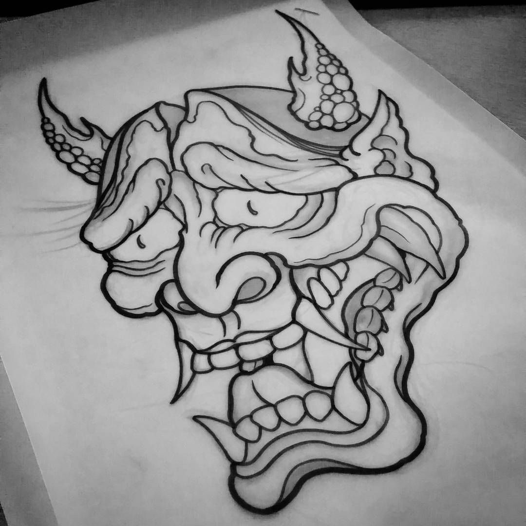 1080x1080 Hannya Mask - Hannya Mask Drawing