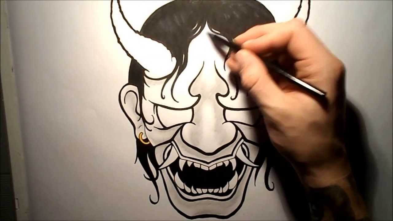 1280x720 How To Draw A Hannya Mask Oni - Hannya Mask Drawing