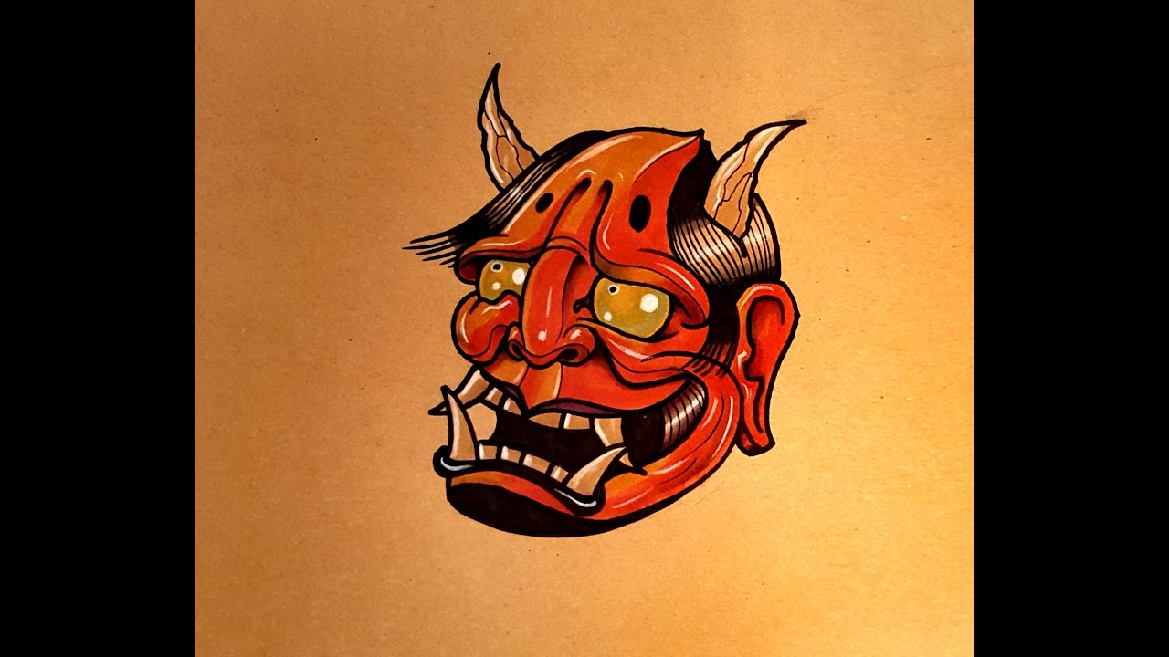 1280x720 How To Draw A Hannya Mask - Hannya Mask Drawing