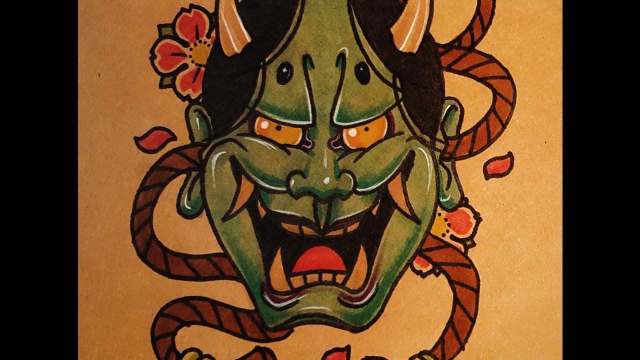 1280x720 How To Draw A Hannya Mask Front View - Hannya Mask Drawing