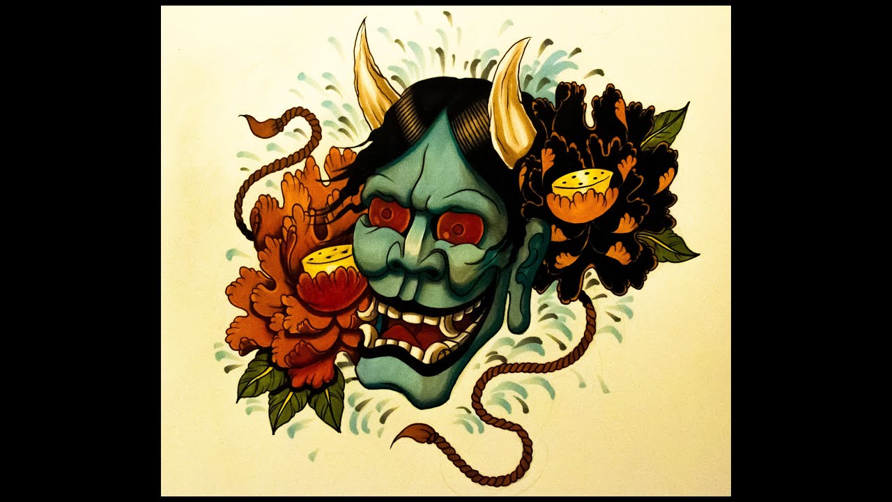 1280x720 How To Draw A Hannya Mask Tattoo Style - Hannya Mask Drawing