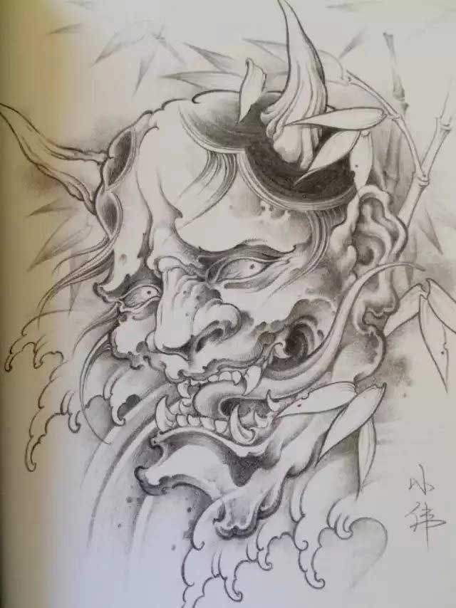640x854 Related Image Japanese Art Tattoos Tattoos, Japanese Mask - Hannya Mask Drawing