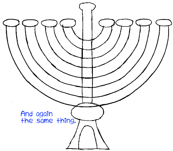 600x524 How To Draw Hanukkah Menorahs With Easy Step - Hanukkah Drawings