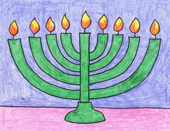 350x271 draw a menorah - Hanukkah Menorah Drawing