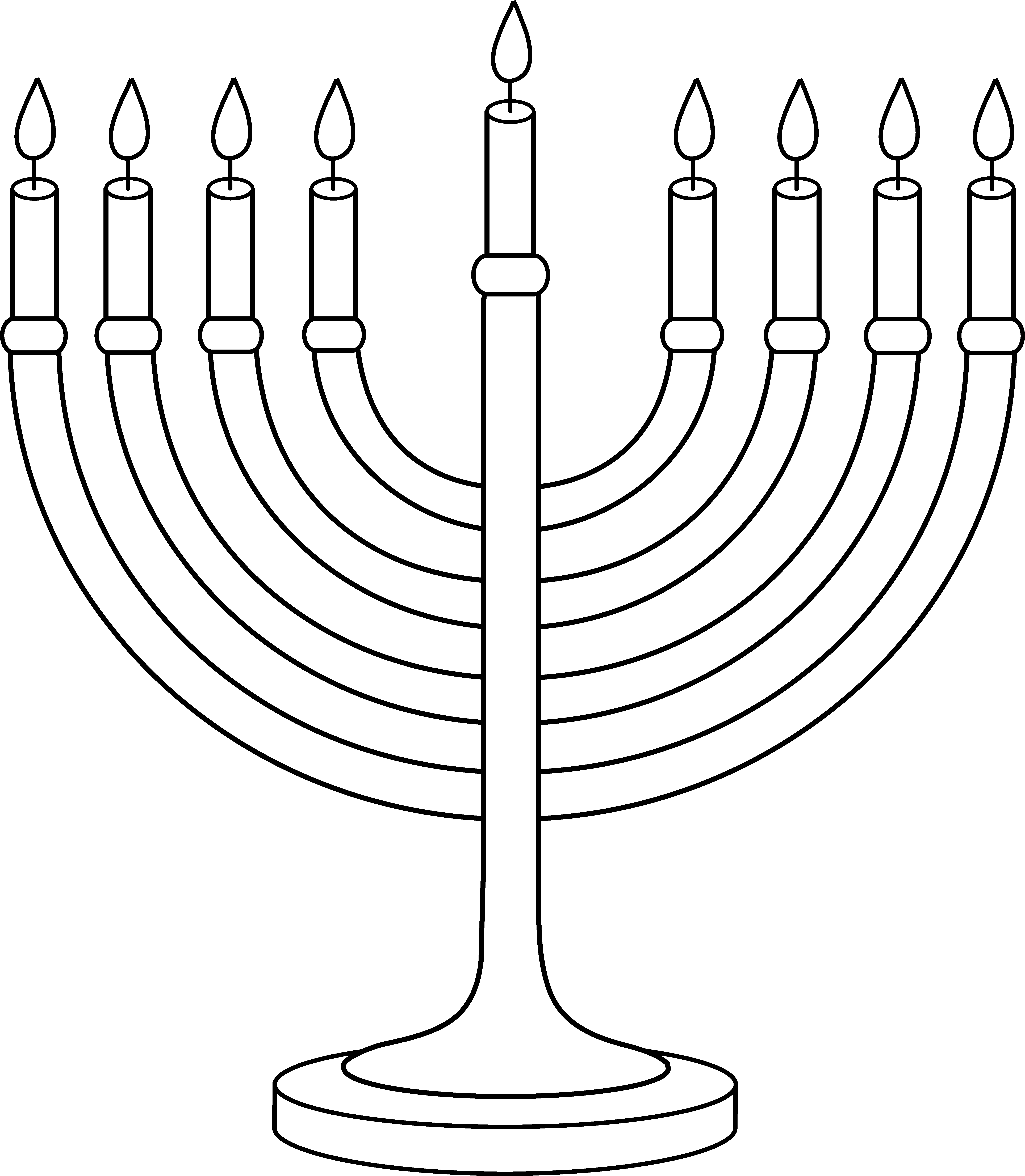 5905x6779 hanukkah menorah outline - Hanukkah Menorah Drawing