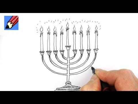 480x360 how to draw a hanukkah menorah real easy - Hanukkah Menorah Drawing