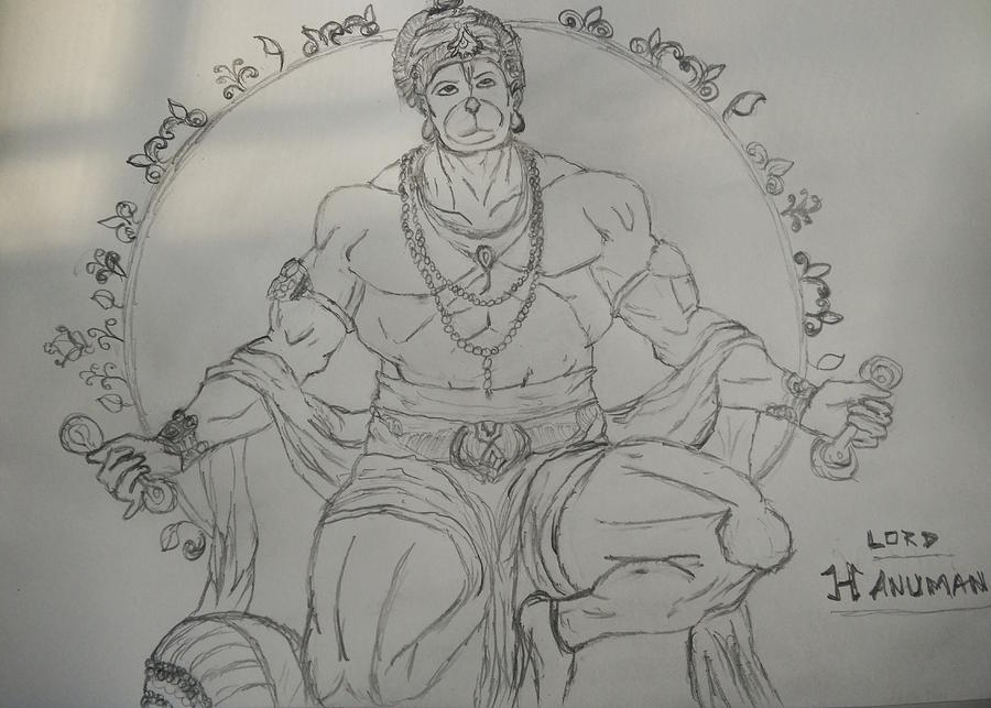 900x643 hanuman drawing - Hanuman Drawing