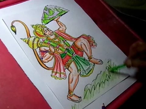 480x360 how to draw lord hanuman with sanjeevani drawing - Hanuman Drawing
