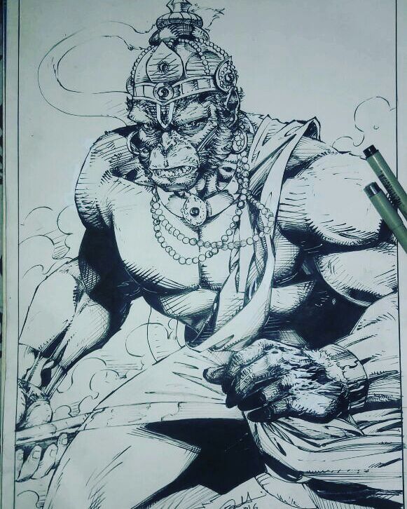 581x726 hanuman drawing art amino - Hanuman Drawing