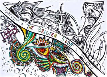 375x270 original abstract black white drawings from india saatchi art - Happiness Drawing