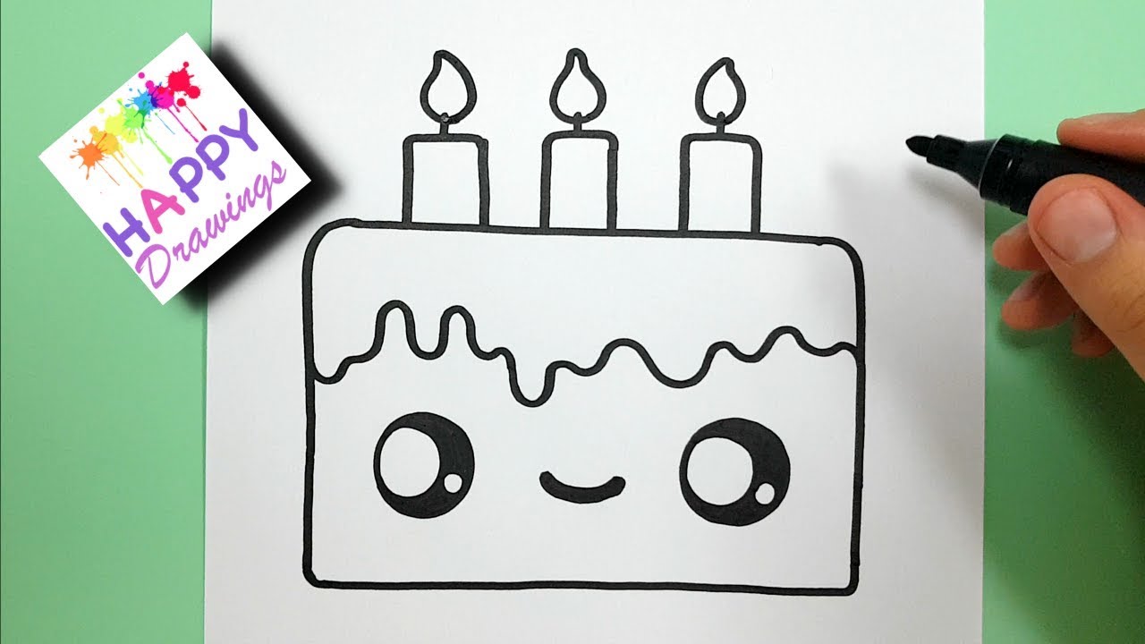 1280x720 How To Draw A Cute Birthday Cake Easy - Happy Birthday Cake Drawing