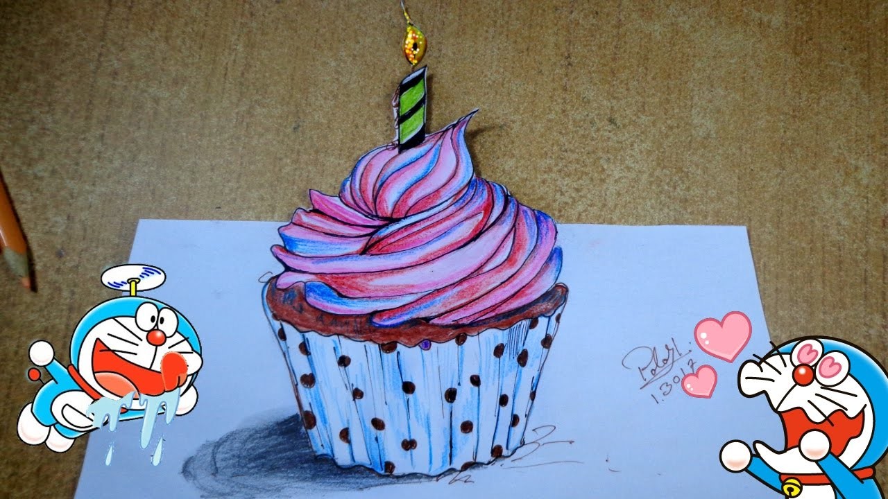 1280x720 Happy Birthday Cake Drawing, How To Draw Cake, Cupcake Drawing - Happy Birthday Cake Drawing