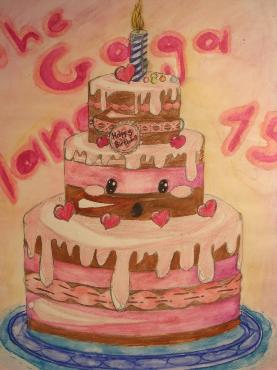 900x1200 How To Draw A Cake Design Cupcake Drawing With Color Happy - Happy Birthday Cake Drawing