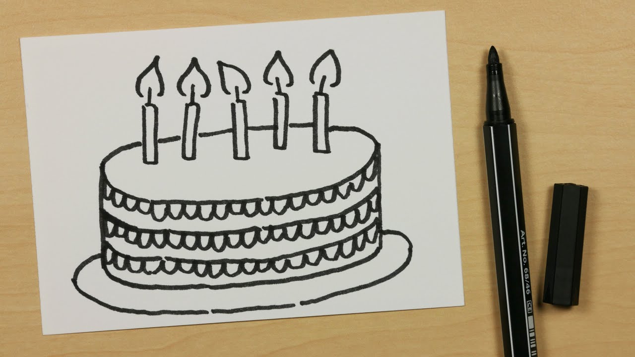 1280x720 How To Draw A Happy Birthday Cake - Happy Birthday Cake Drawing