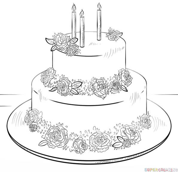 595x575 How To Draw A Birthday Cake Step - Happy Birthday Cake Drawing