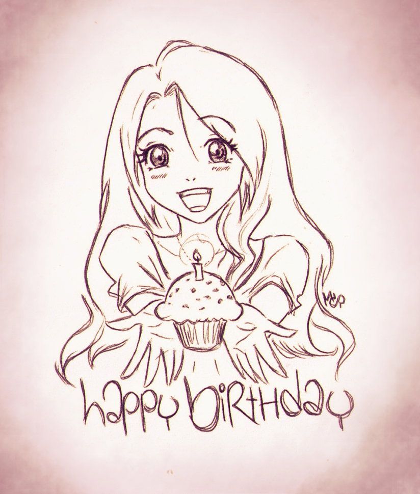 824x970 Anime Drawing Happy Birthday Anime Collection - Happy Birthday Drawing