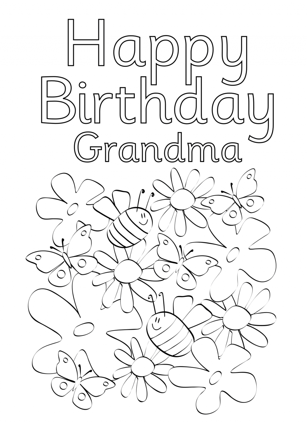 1024x1411 Coloring Pages Happy Birthday Card Coloring Pages Image Ideas - Happy Birthday Drawing Images