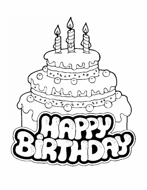 580x749 Colorings Happy Birthday Coloring Cake Drawing - Happy Birthday Drawing Images