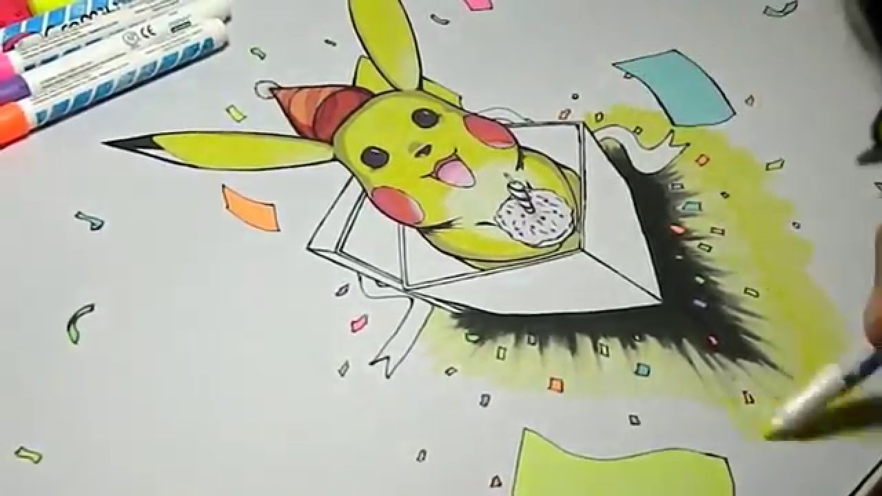 1280x720 Drawing Happy Birthday Pikachu Pokemon Playmat - Happy Birthday Drawing Pictures