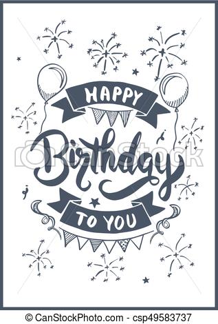 317x470 happy birthday to you drawing style for birthday card vector - Happy Birthday Drawing Text
