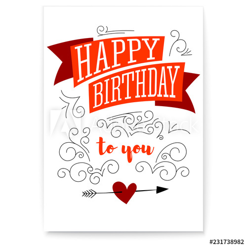 500x500 happy birthday design of text, lettering, vintage poster stylish - Happy Birthday Drawing Text